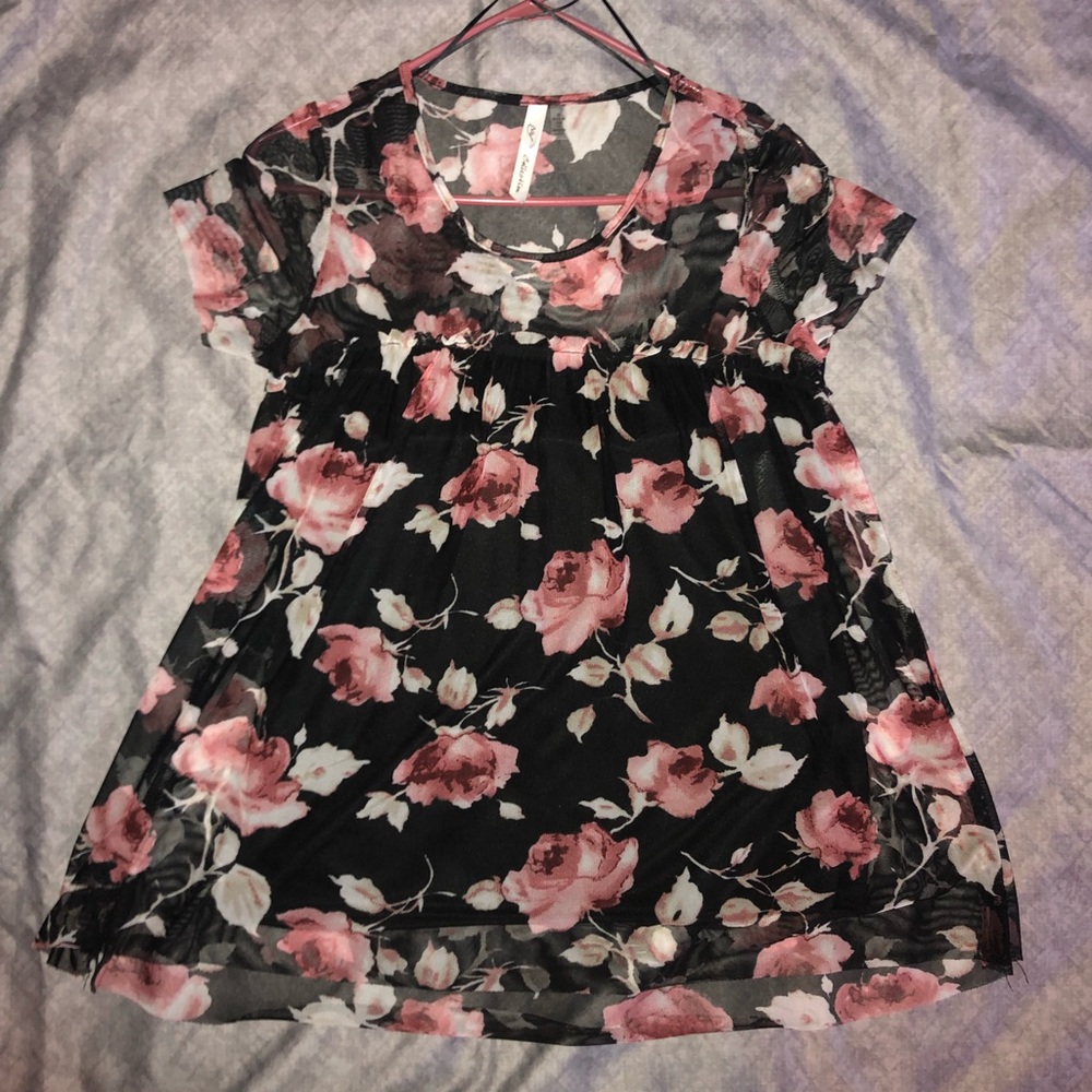 Black and Floral Babydoll shirt